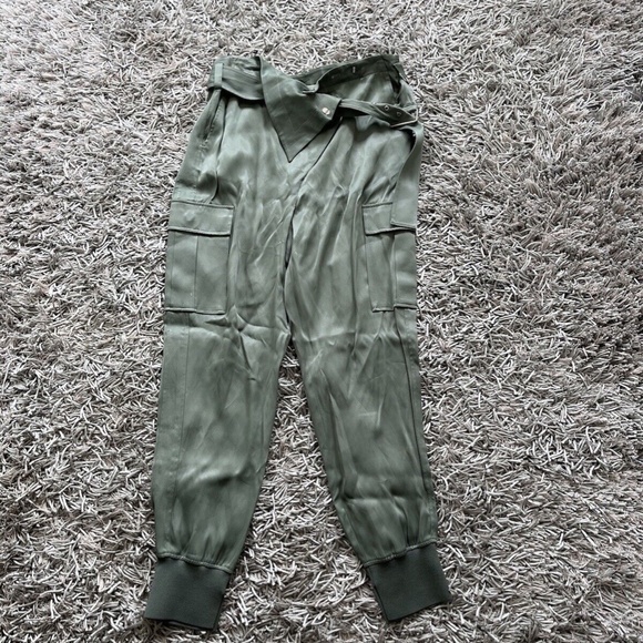3.1 PHILLIP LIM Satin Foldover Waist Joggers Sage Sz 6 US❤️ - Picture 4 of 10